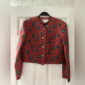 Vintage 90s red quilted paisley jacket